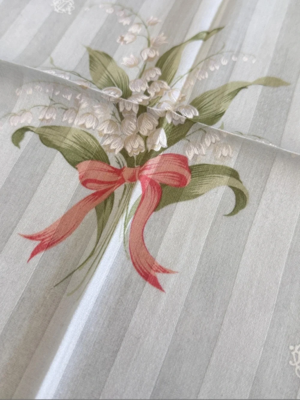 Christian Dior Vintage Lily of the Valley Floral Cotton Scarf